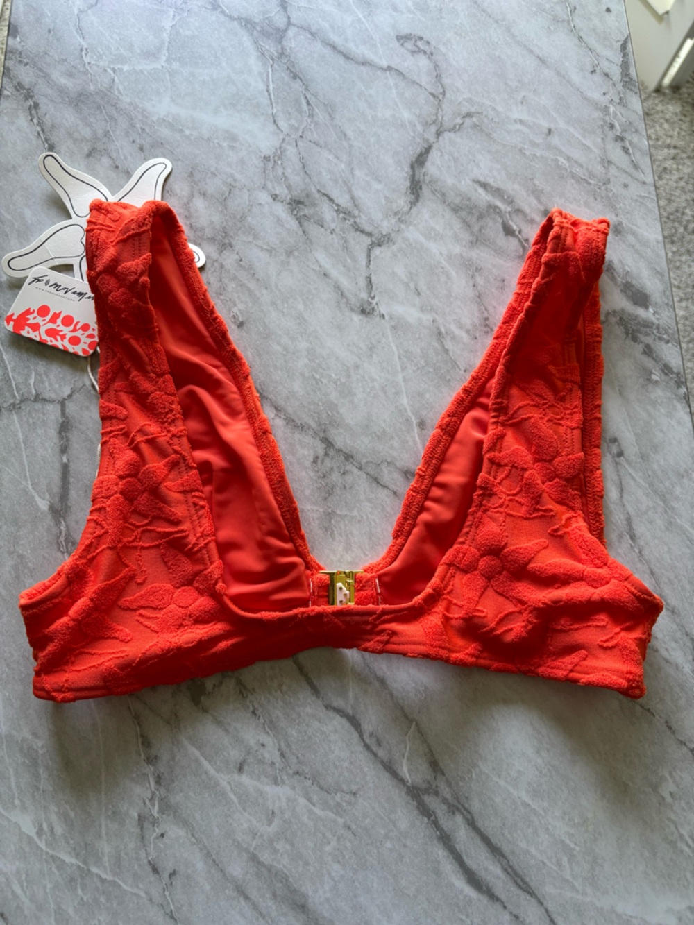 Nwt Charlee Swim Eva Clip Front Bikini Top In Orange Size Small — image 6 of 8
